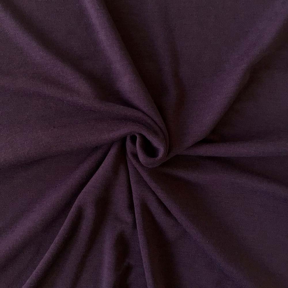 Lilla merinould silke jersey, blød 1x1 ribstrik
