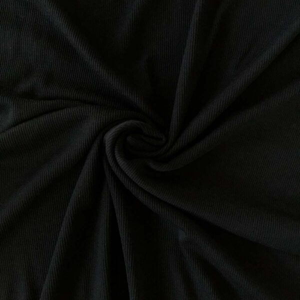 Sort merinould silke jersey, blød 1x1 ribstrik