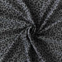 Leopard blå merinould jersey, blød 1x1 ribstrik