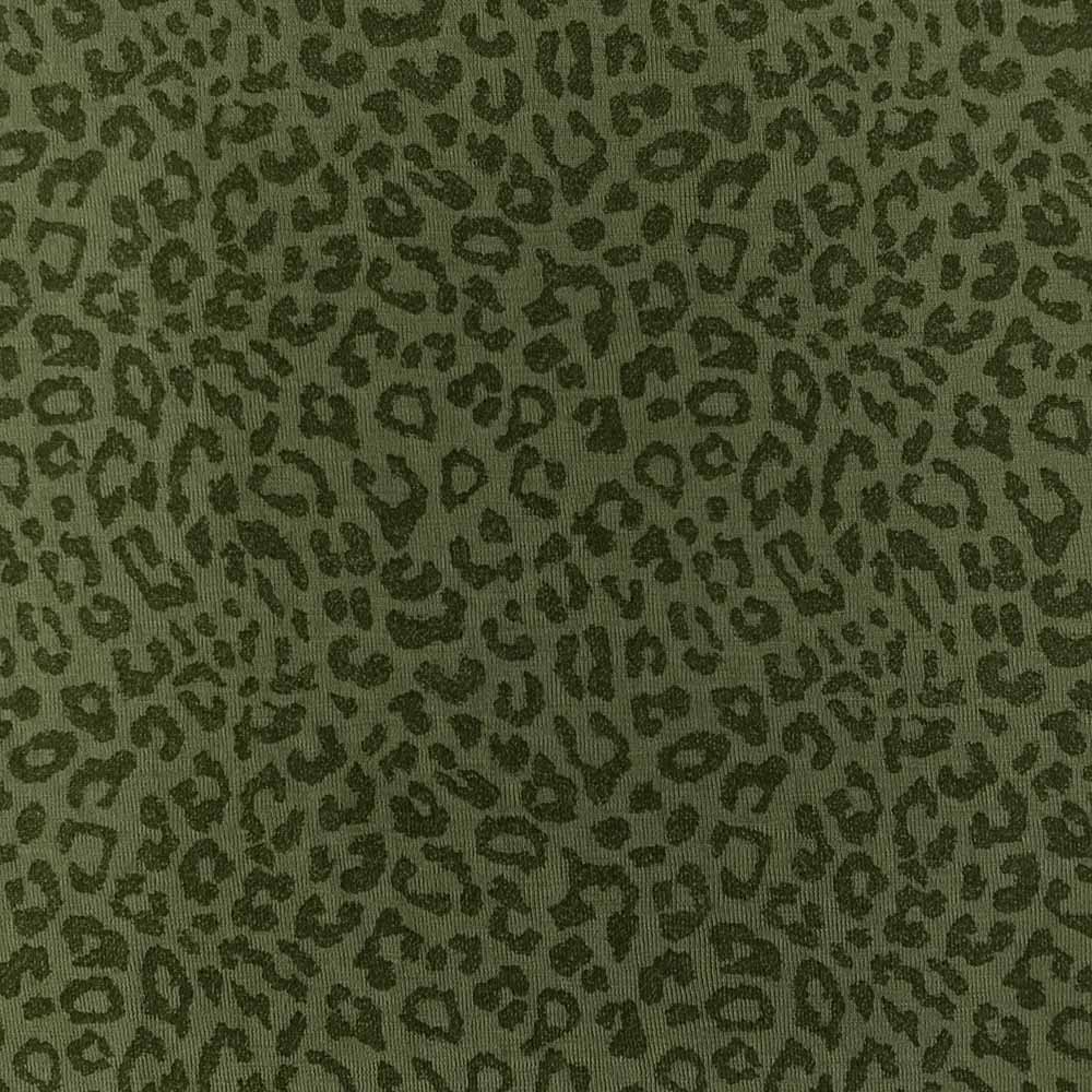 Leopard grøn merinould jersey, blød 1x1 ribstrik - Billede 2