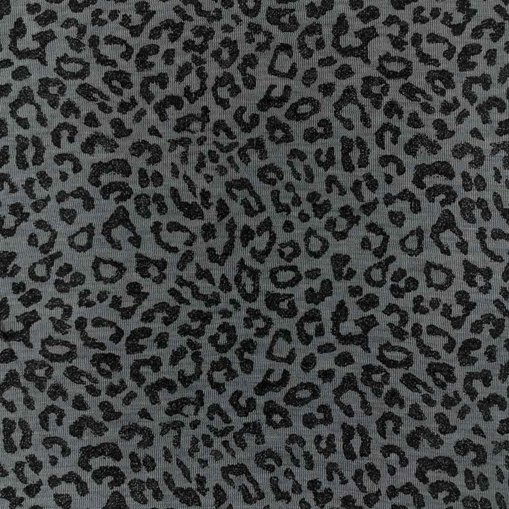 Leopard blå merinould jersey, blød 1x1 ribstrik - Billede 2