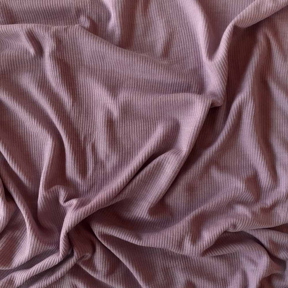 Lavendel merinould silke jersey, blød 1x1 ribstrik - Billede 3