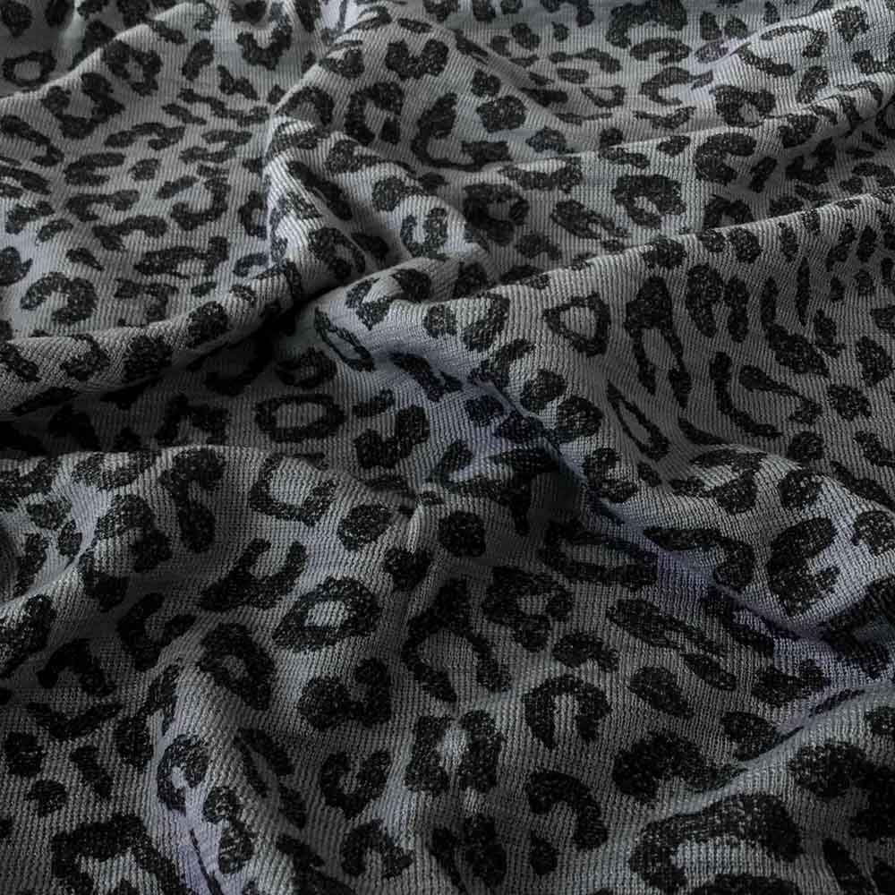 Leopard blå merinould jersey, blød 1x1 ribstrik - Billede 3