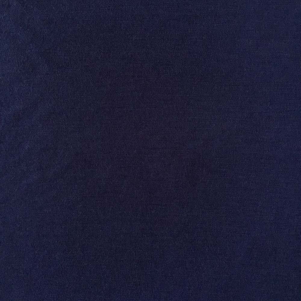 Marineblå merinould silke jersey, blød 1x1 ribstrik - Billede 4