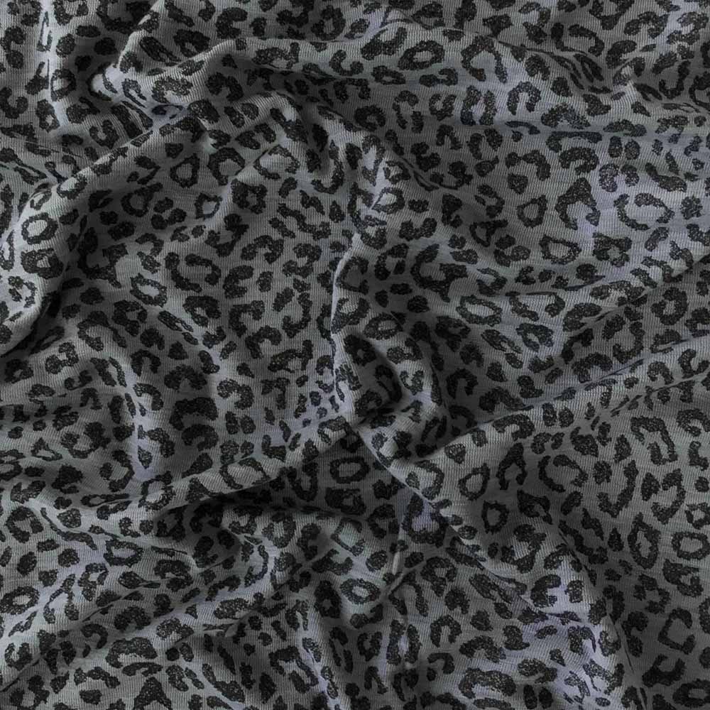 Leopard blå merinould jersey, blød 1x1 ribstrik - Billede 4