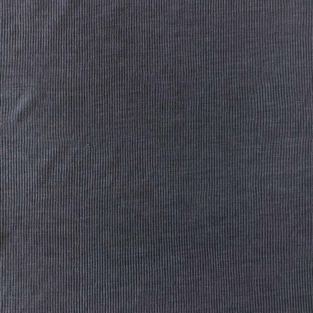 Blå merinould silke jersey, blød 1x1 ribstrik - Billede 4
