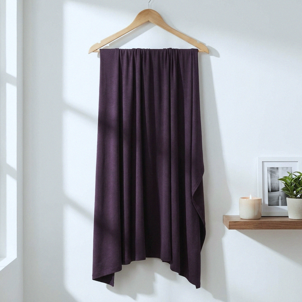 Lilla merinould silke jersey, blød 1x1 ribstrik - Billede 6