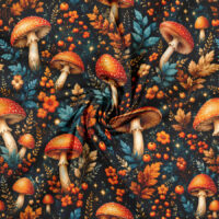 Jersey print med svampe og orange bær