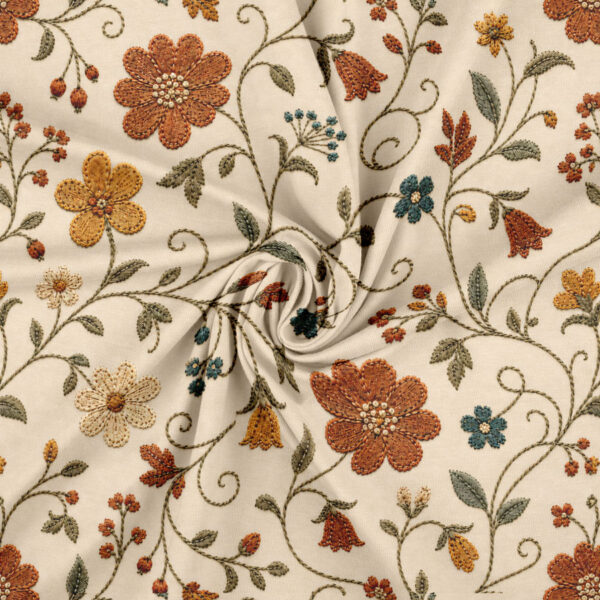 Jersey print med sarte blomsterranker