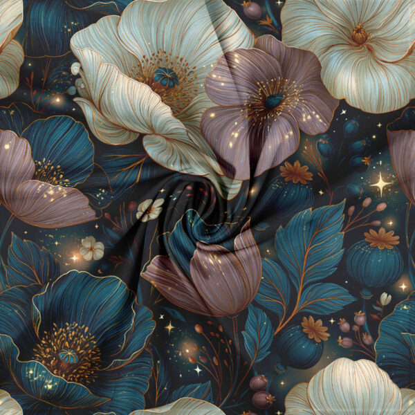 Jersey print med pastelblomster med glimt