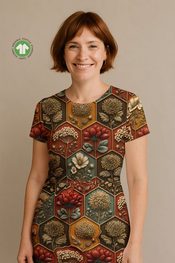 Jersey print med geometrisk efterårsmønster - Billede 2