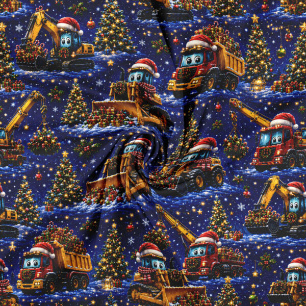 Jersey print med gravemaskiner i vinterlandskab