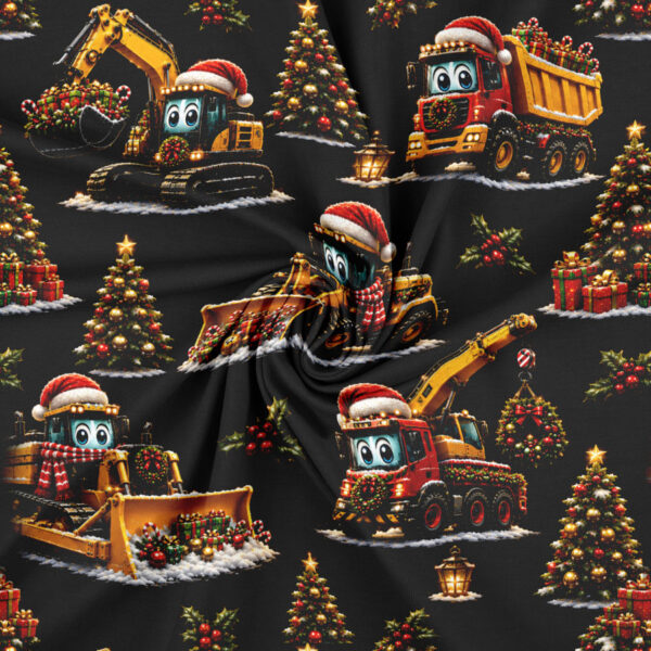 Jersey print med gule gravemaskiner
