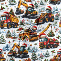 Jersey print med gravemaskiner i sne