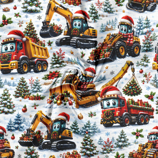 Jersey print med gravemaskiner i sne