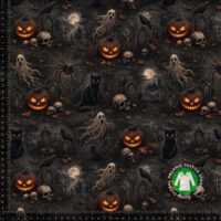 Halloween jersey med kirkegård og græskar
