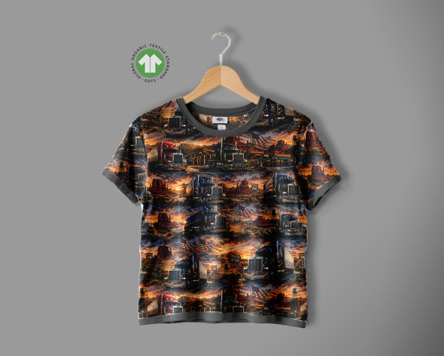 Jersey print med lastbiler i vinternat - Billede 2