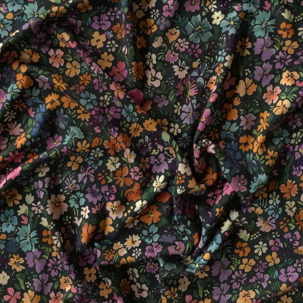 Bambus jersey med små farverige blomster - Billede 3