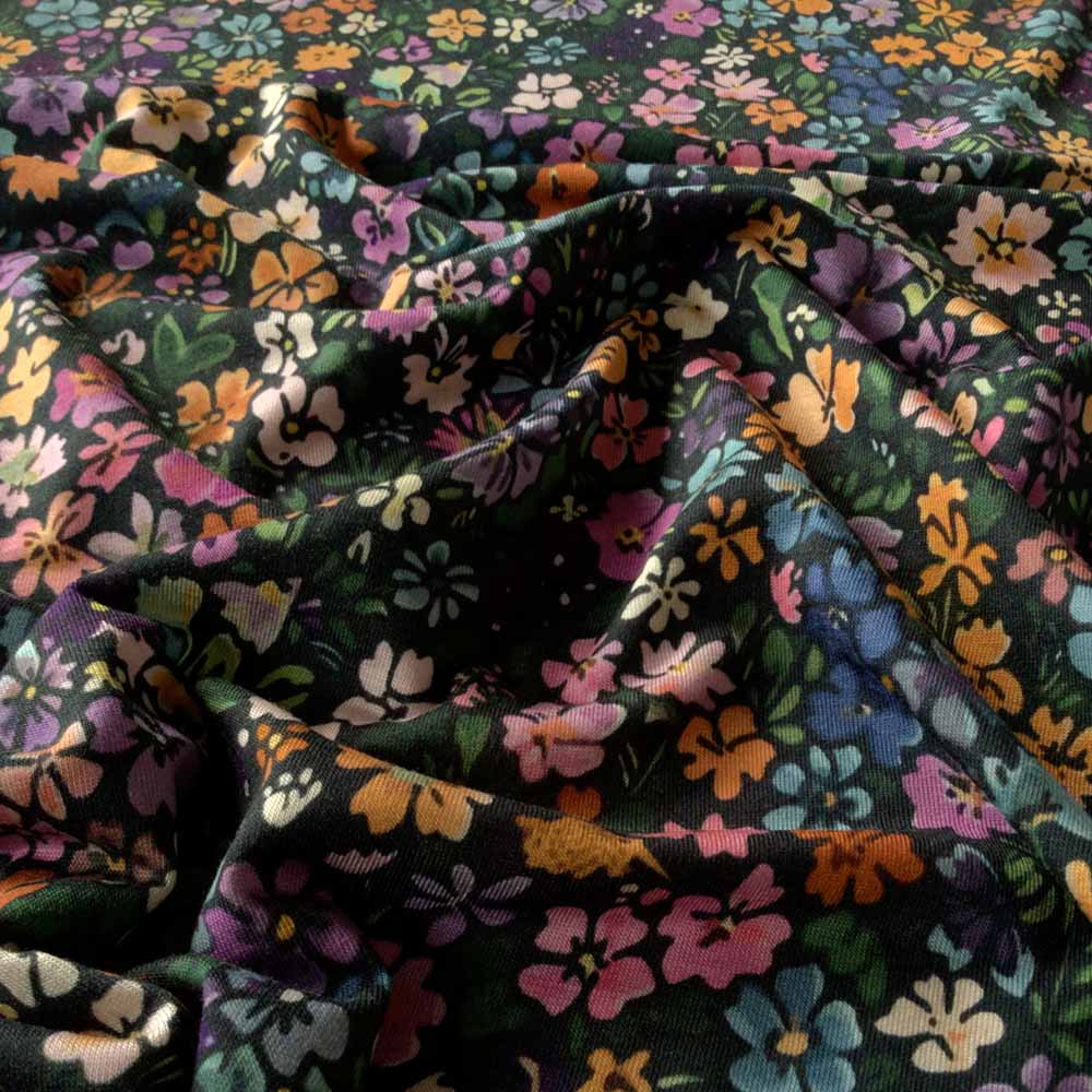 Bambus jersey med små farverige blomster - Billede 4