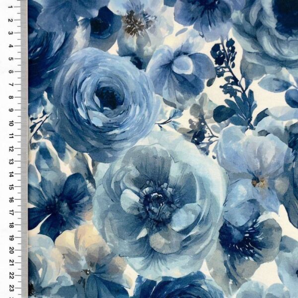 Viscose lycra med blå blomster
