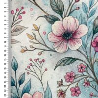 Viscose lycra med lyserøde blomster
