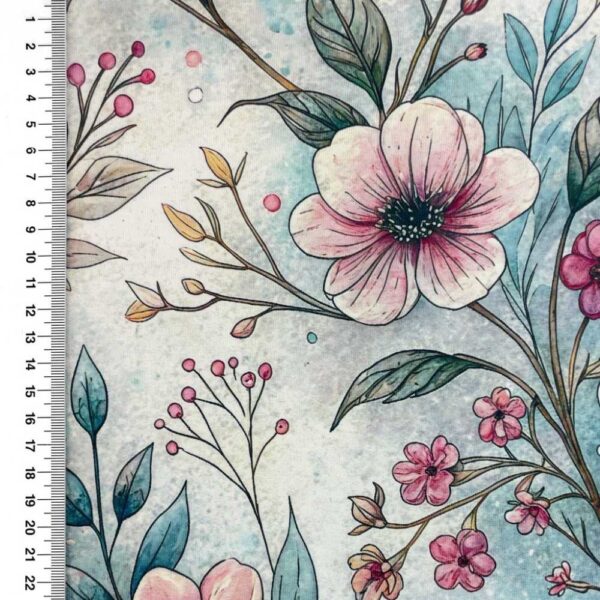 Viscose lycra med lyserøde blomster