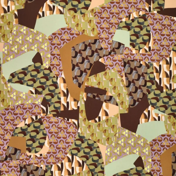 Viscose med geometrisk patchwork – grøn