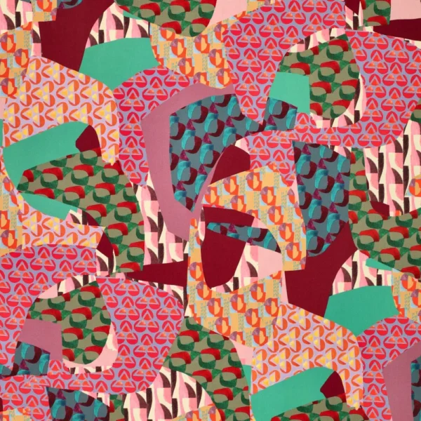 Viscose med geometrisk patchwork – rød