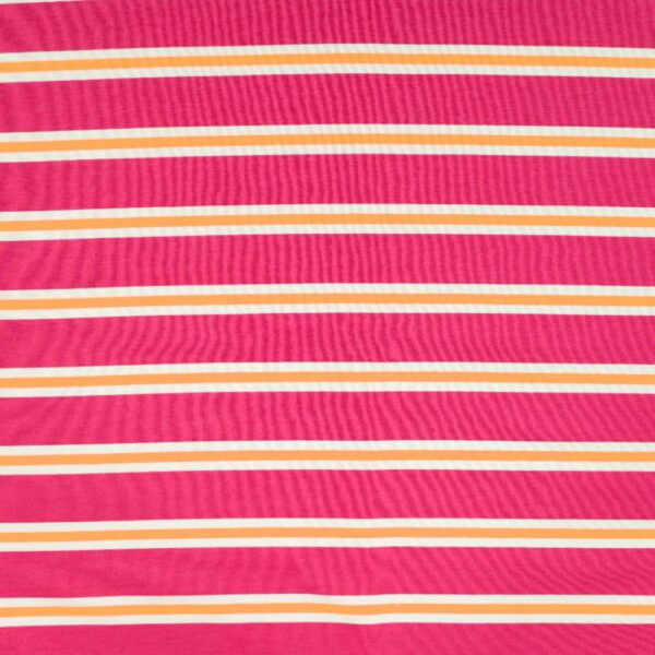 French Terry – Neon pink og orange striber