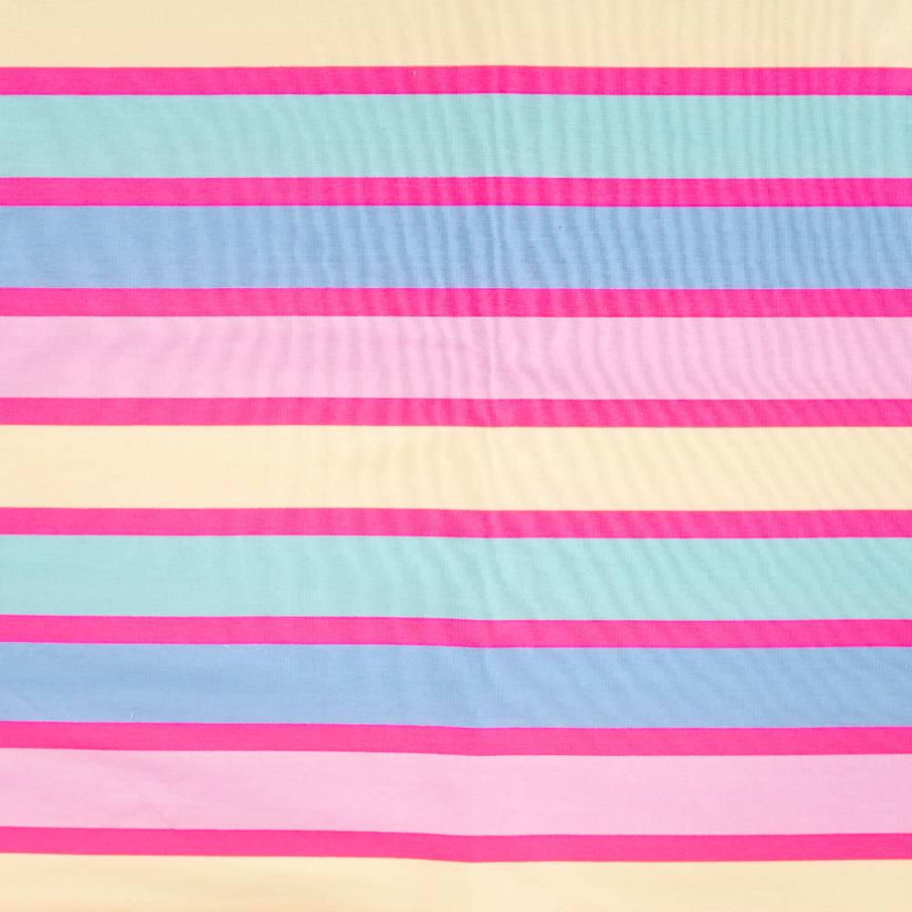 French Terry – Neon pink og pastel striber