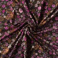 Bambus jersey med små pink og brune blomster