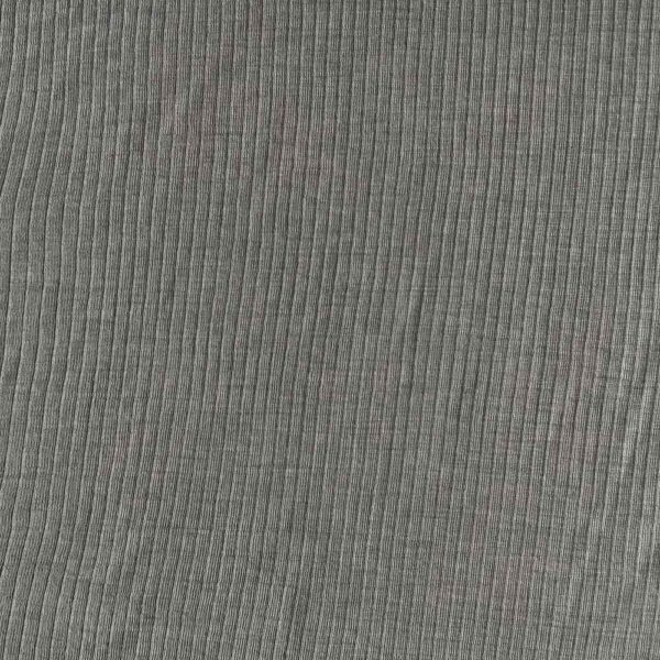 Grå merinould jersey, blød bred 3/1 ribstrik