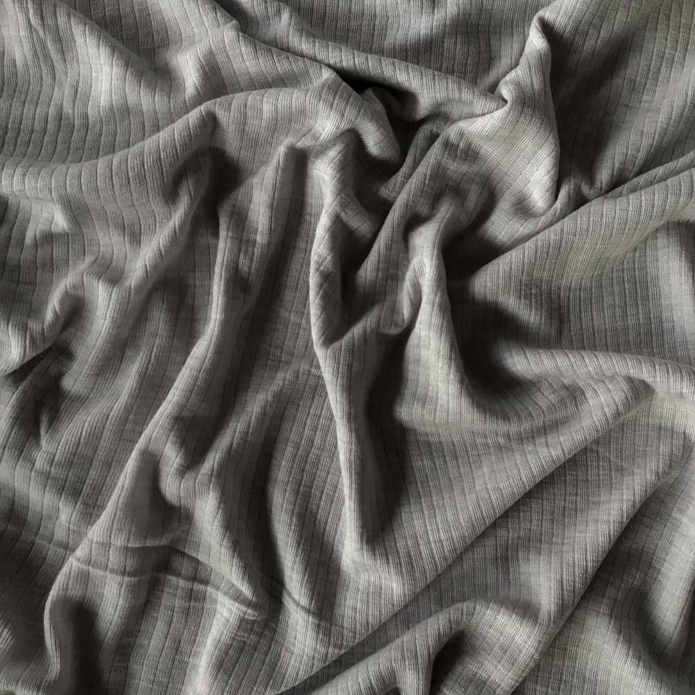 Grå merinould jersey, blød bred 3/1 ribstrik - Billede 3
