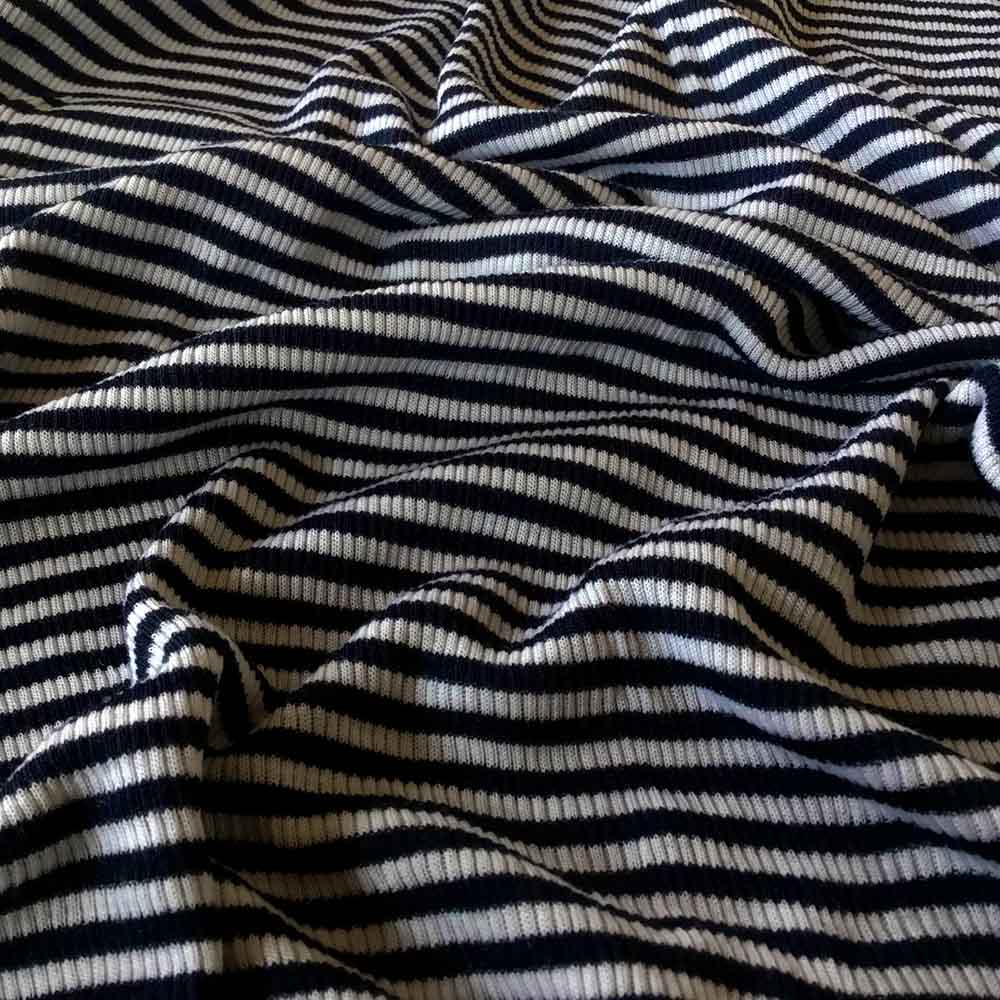 Striber merinould silke jersey, blød 2/1 ribstrik - Billede 4