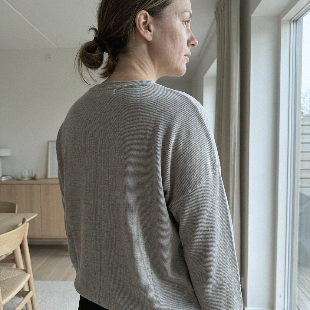 Offwhite merinould jersey, blød 2/1 ribstrik - Billede 6