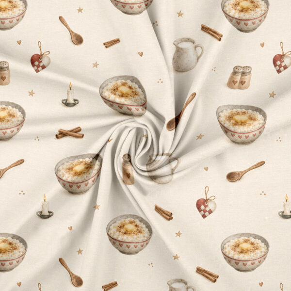 Jersey print med risengrød og julehjerter