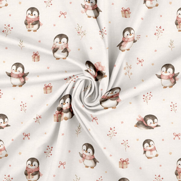 Jersey print med pingviner og julegaver