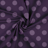Jersey print med lilla prikker på aubergine