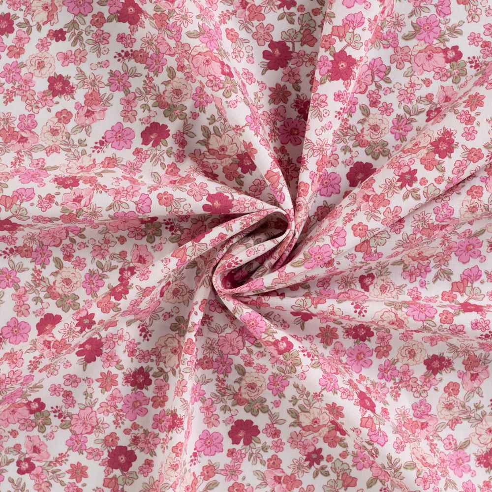 Poplin – små lyserøde blomster - Billede 3