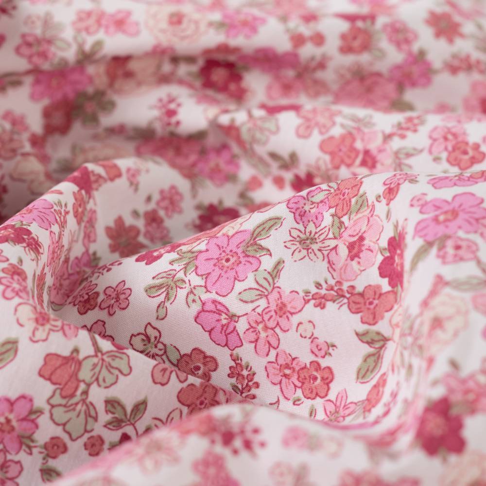 Poplin – små lyserøde blomster