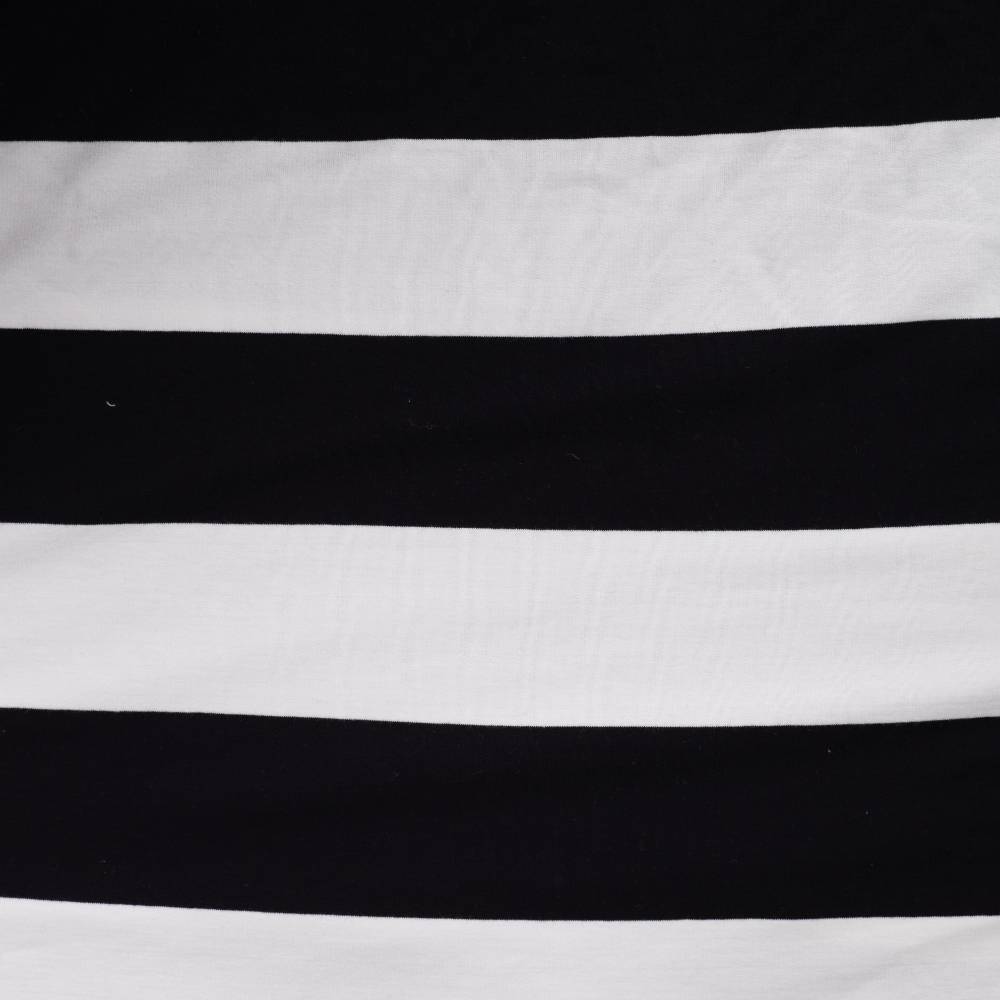 French Terry – Brede sort/hvide striber