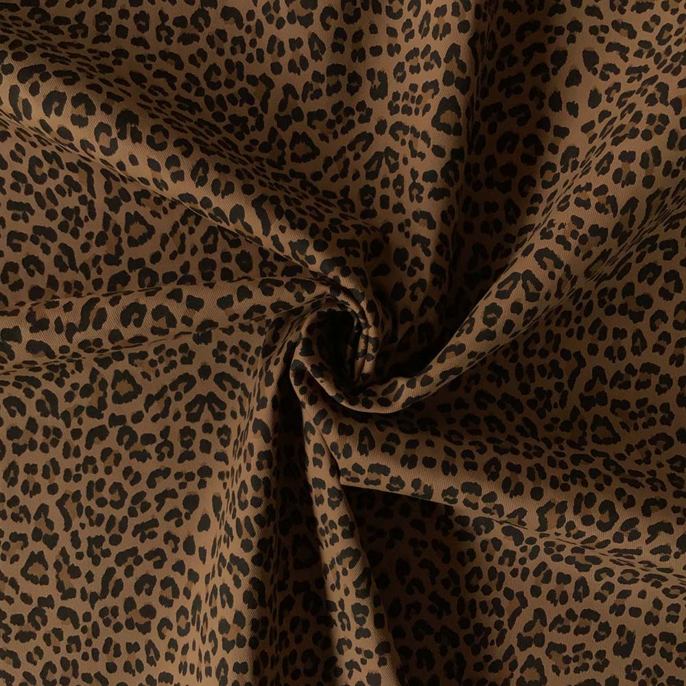 Denim med stræk – Brun leopard - Billede 3