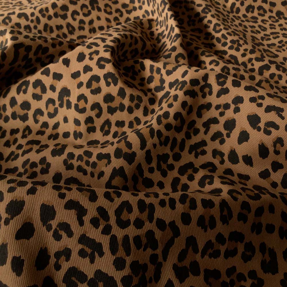 Denim med stræk – Brun leopard - Billede 2