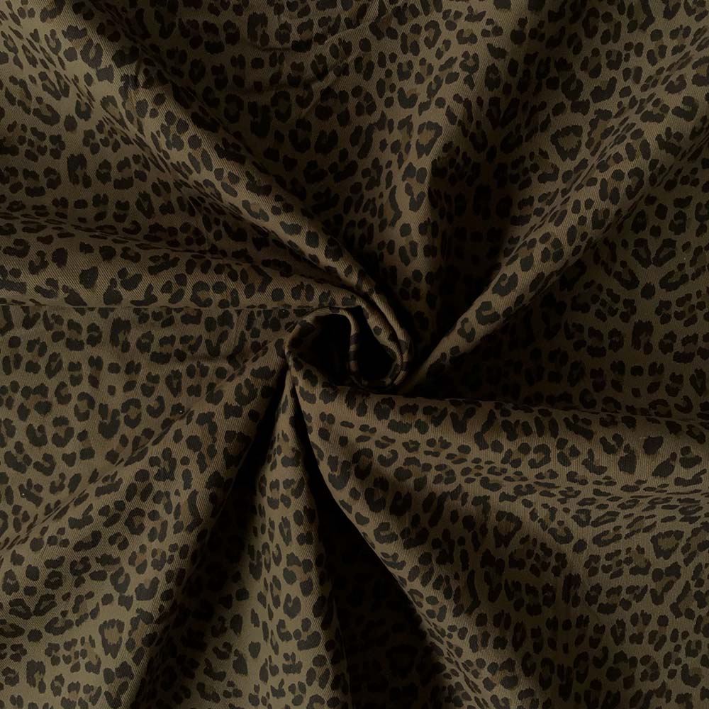 Denim med stræk – Mørk brun leopard - Billede 3