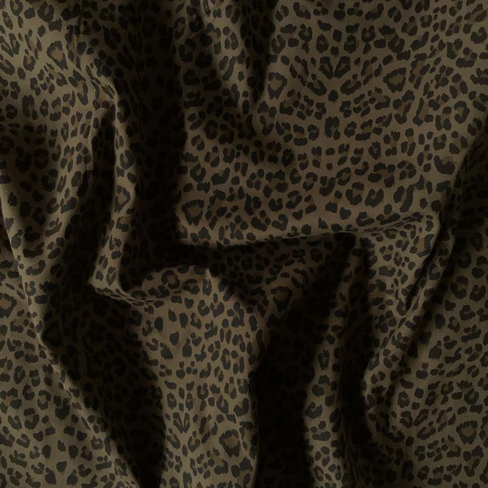 Denim med stræk – Mørk brun leopard - Billede 2
