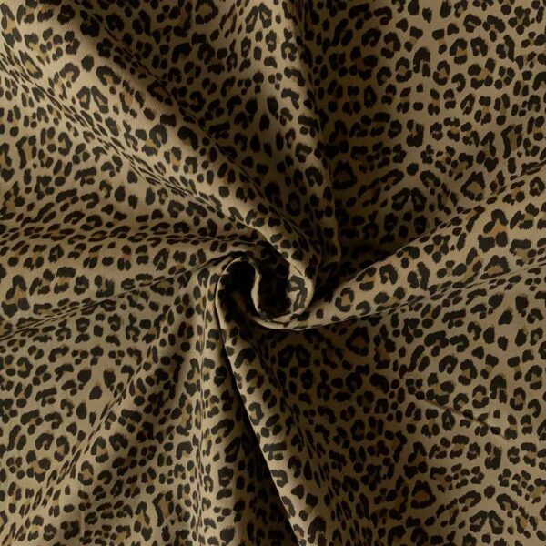 Denim med stræk – Taupe leopard
