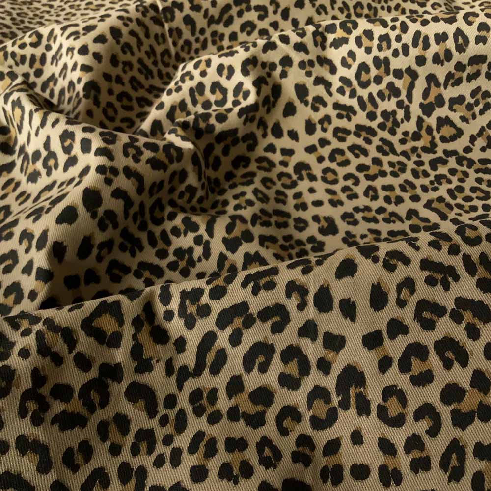 Denim med stræk – Taupe leopard - Billede 2