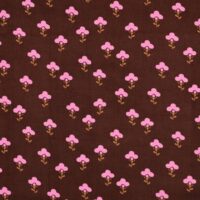 Babyfløjl - Lyserøde blomster på brun