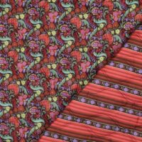 Quilt - farverige blomster på brun