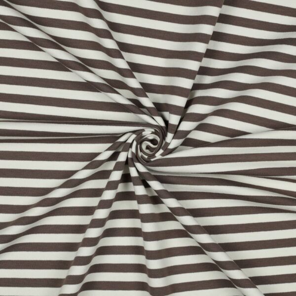 French Terry – garnfarvede striber hvid/taupe